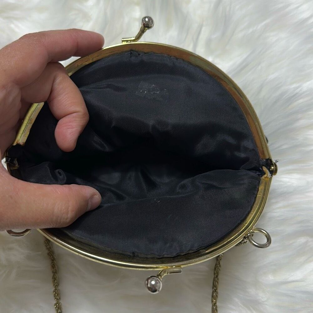 Vintage Black Fringe Sequin Purse Clutch Crossbody Evening Bag - Picture 8 of 11